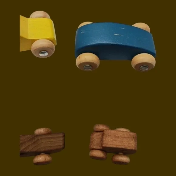 Vintage wooden handcraftes cars lot of 4 - Picture 4 of 5